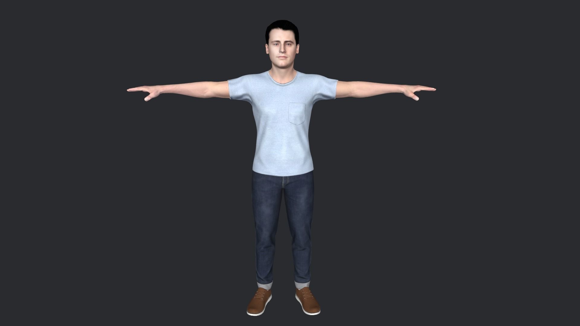 Joey Tribbiani Hyper Realistic Full Body Rigged Character 3D model_8