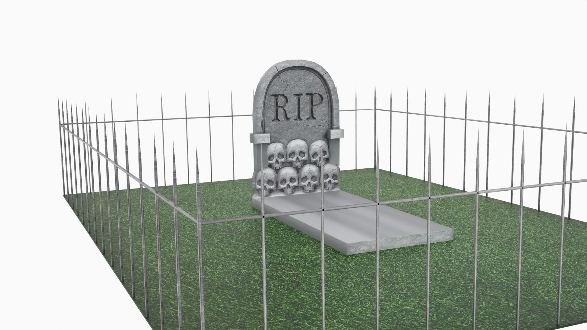 Grave Low-poly 3D model_3