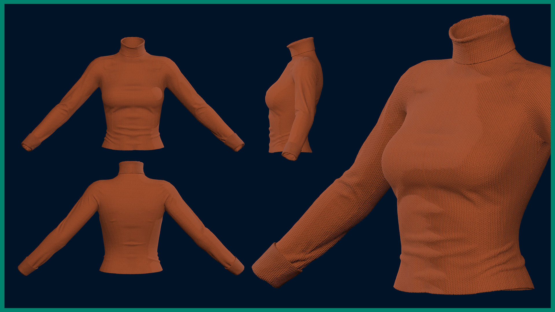 female pilot outfit with texture 3D model_2