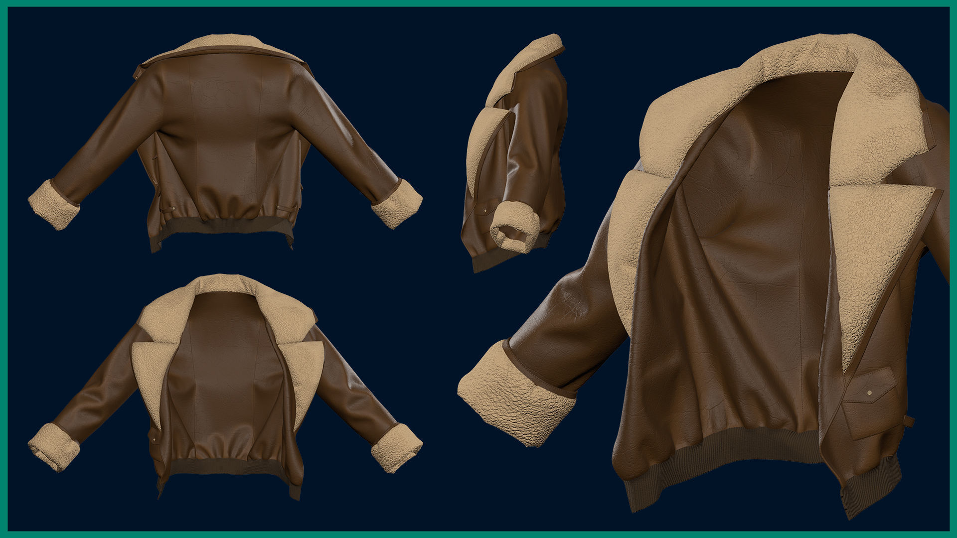 female pilot outfit with texture 3D model_3