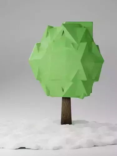 tree with snowy floor