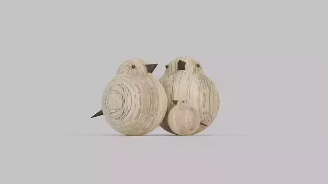 Wooden Carving Sparrow Theme Showpiece