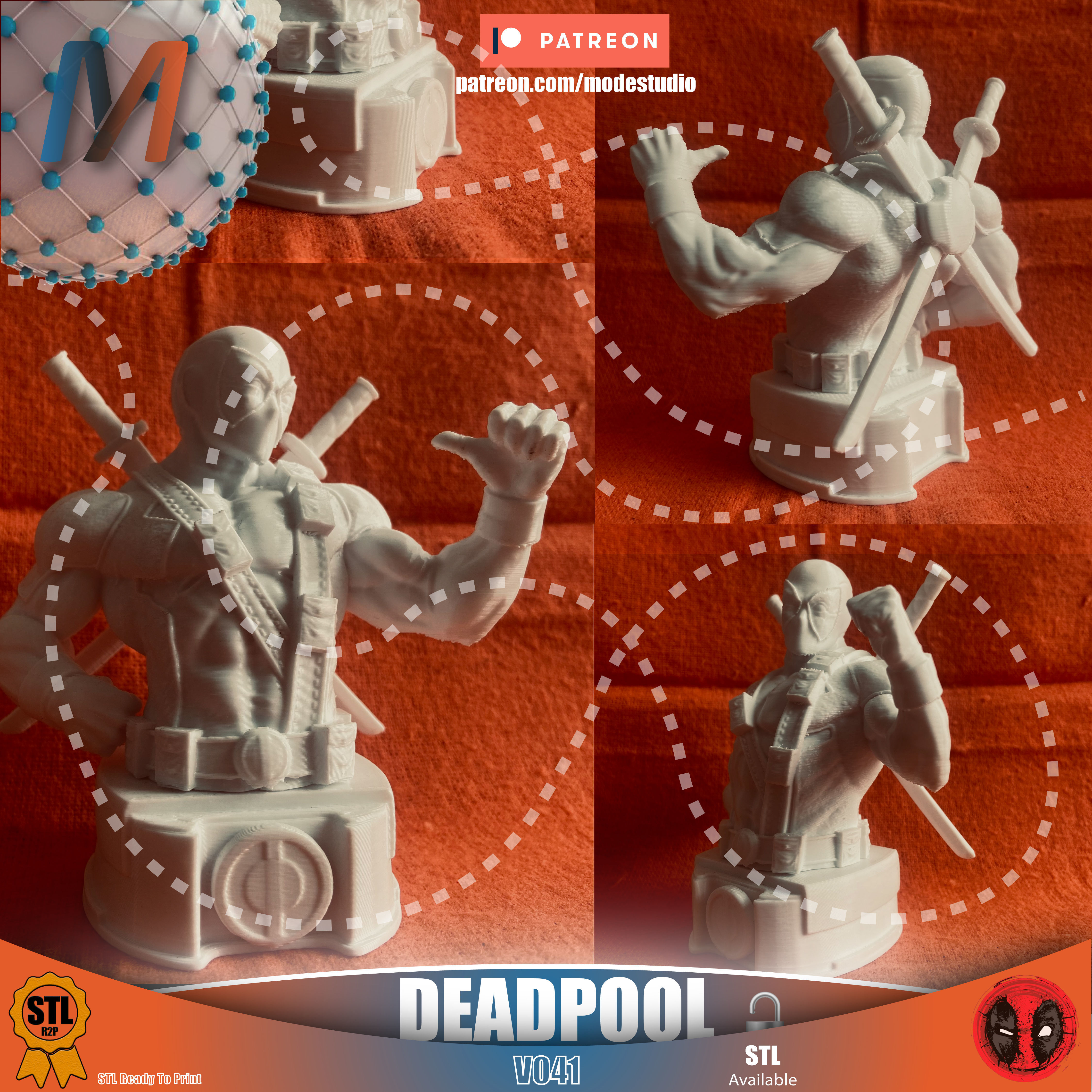 V041 - MARVEL DEADPOOL BUST C B 3D print model_4