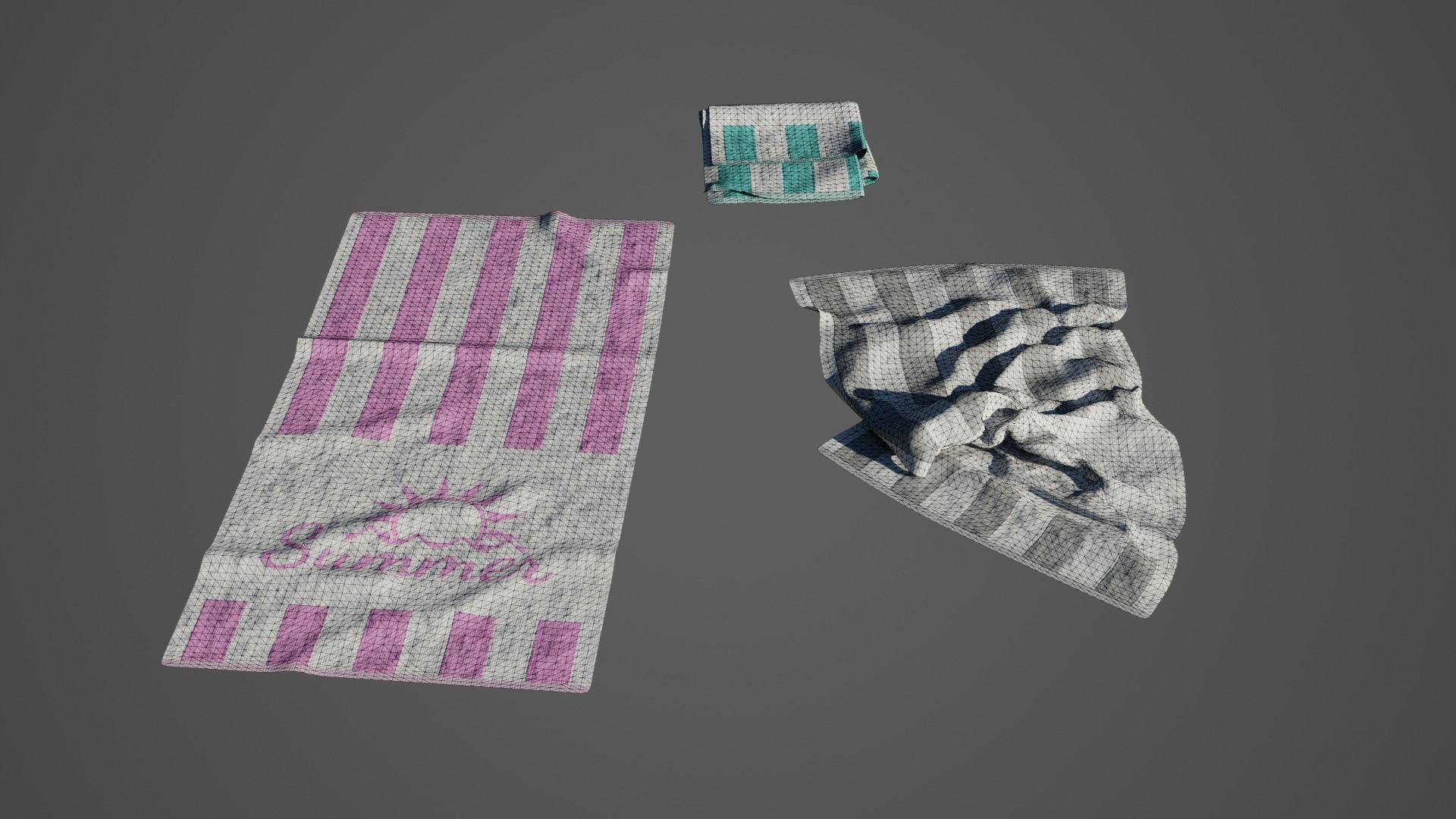 Beach Towel Pack 01 Low-poly 3D model_9