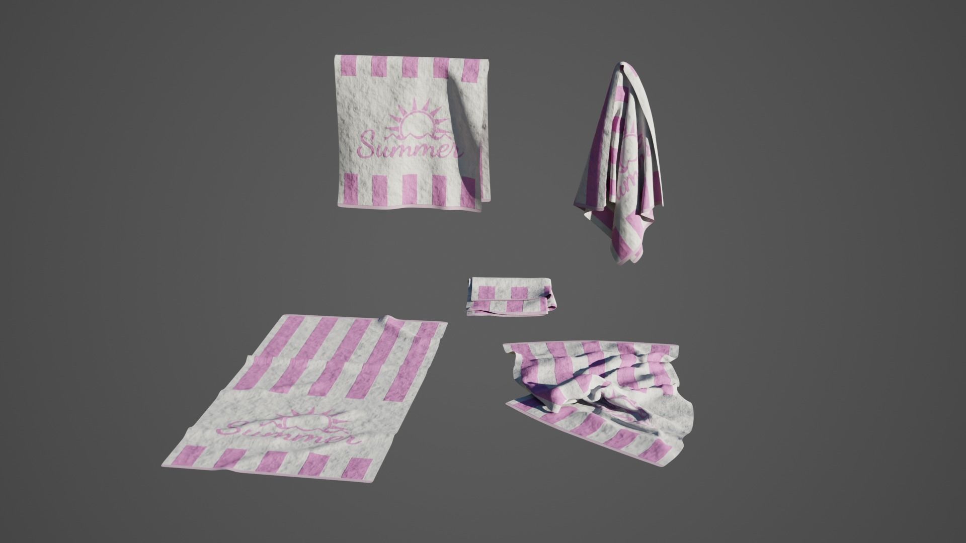 Beach Towel Pack 01 Low-poly 3D model_1