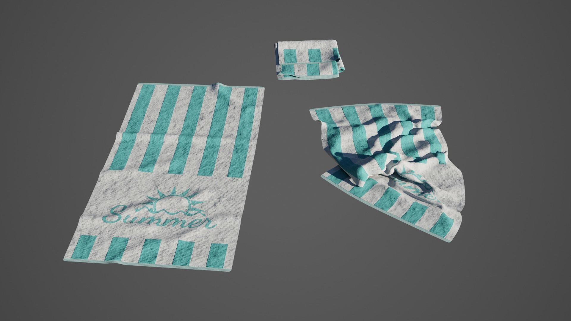 Beach Towel Pack 01 Low-poly 3D model_6