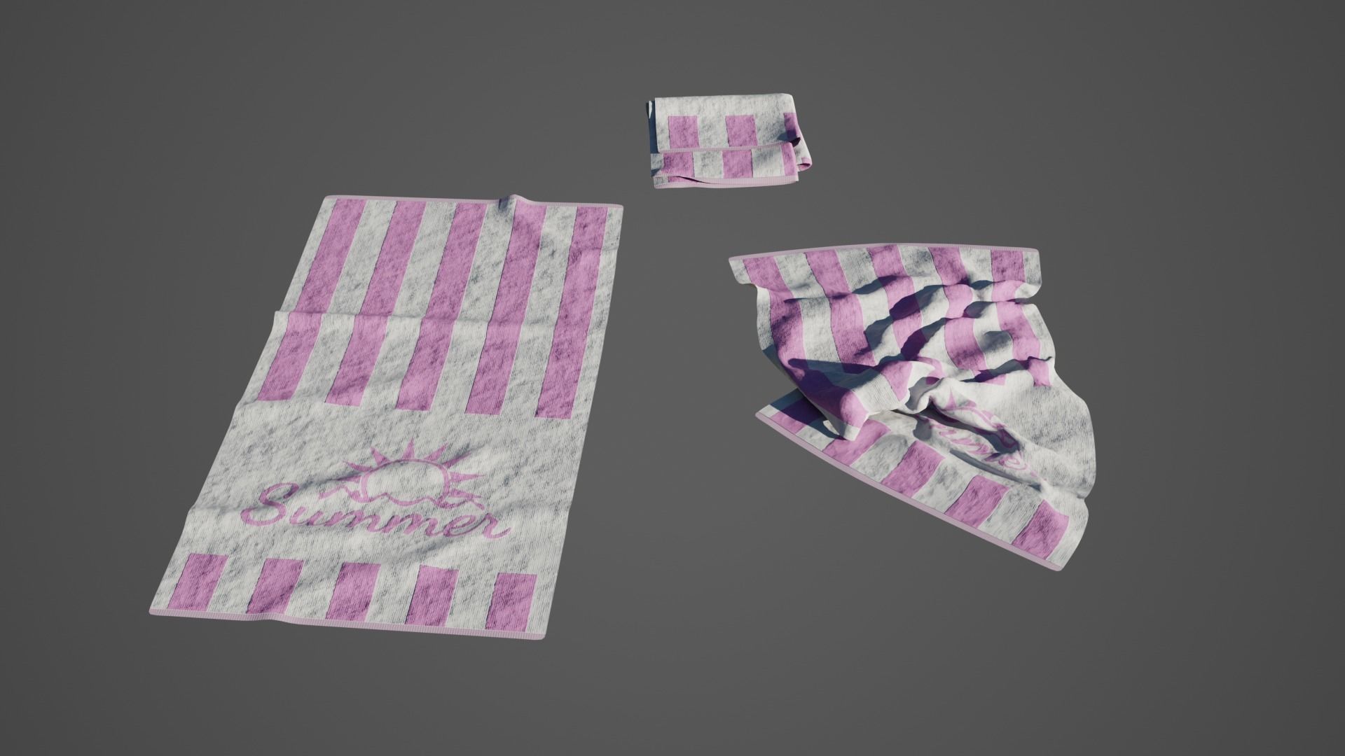 Beach Towel Pack 01 Low-poly 3D model_7