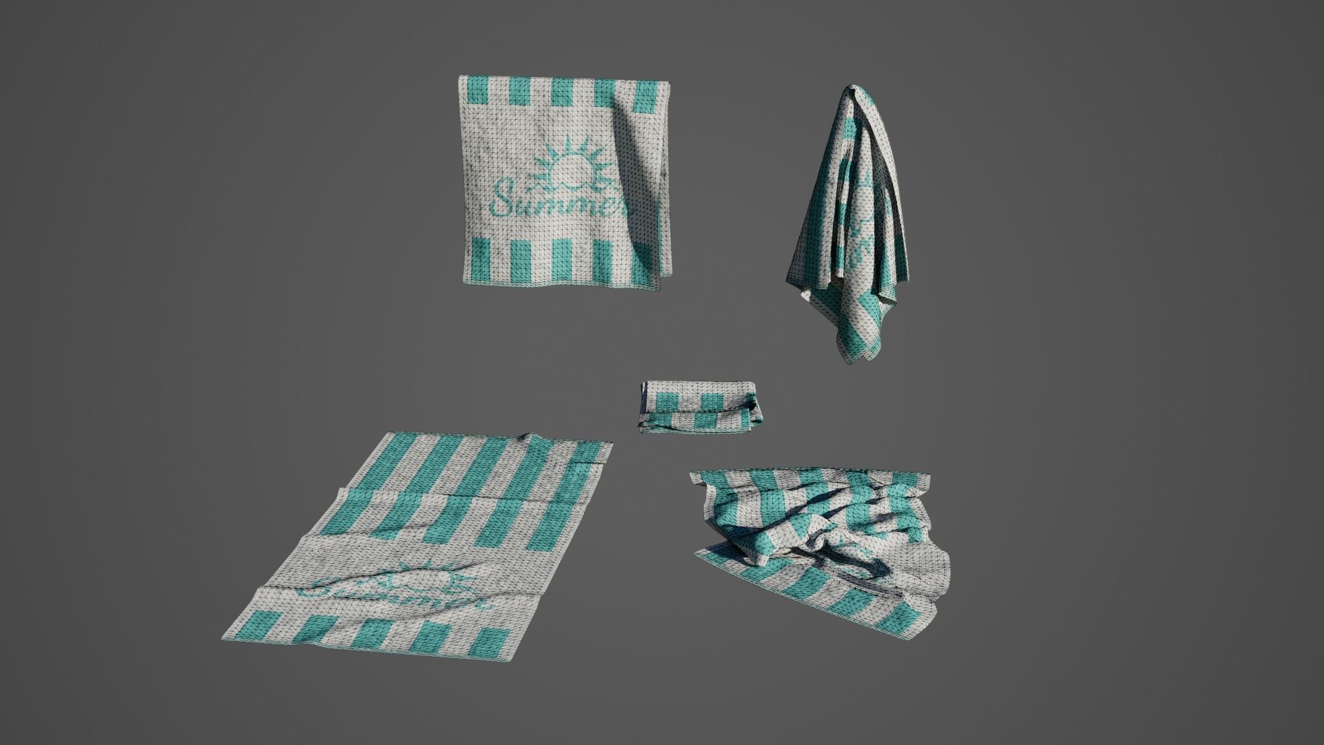 Beach Towel Pack 01 Low-poly 3D model_3