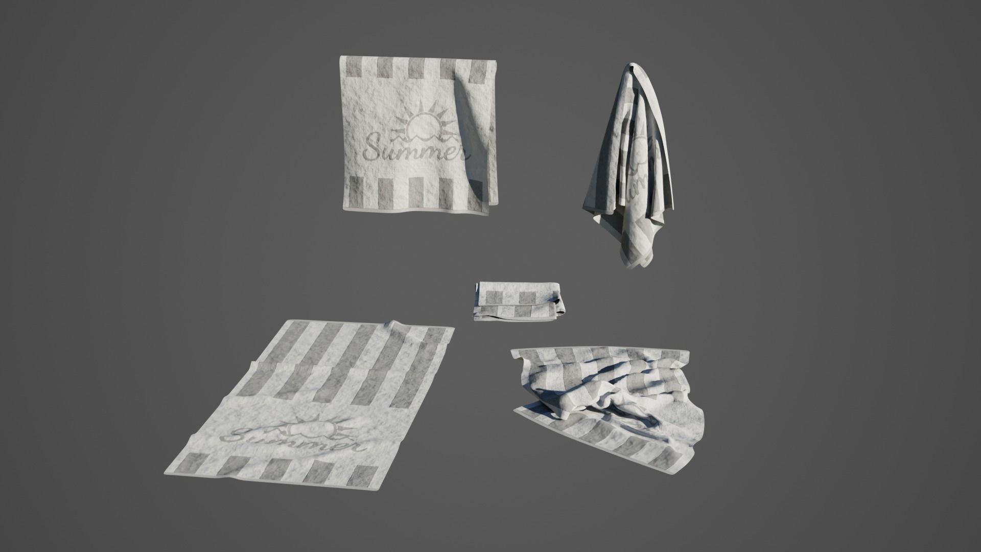 Beach Towel Pack 01 Low-poly 3D model_2