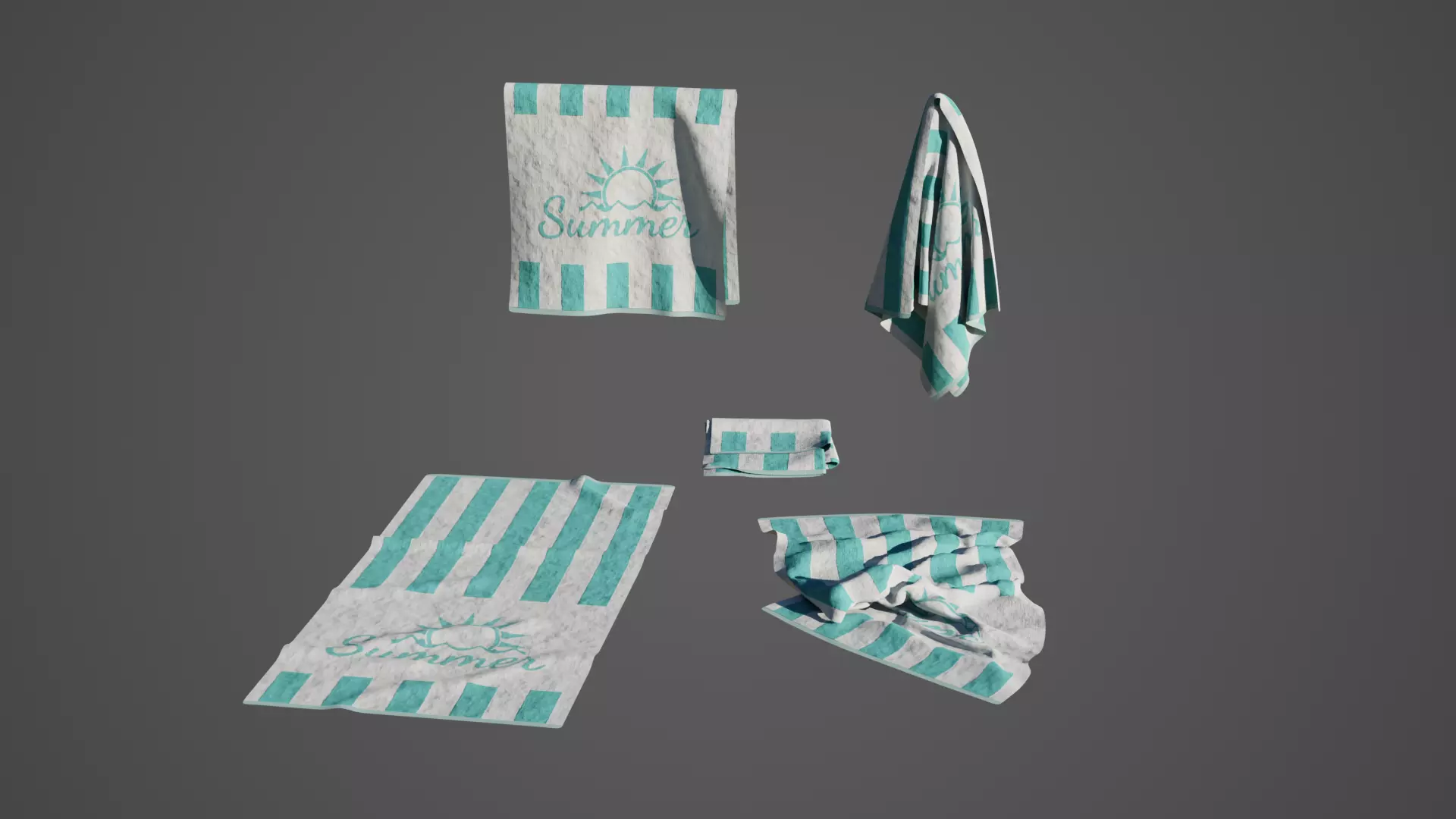 Beach Towel Pack 01 Low-poly 3D model_0