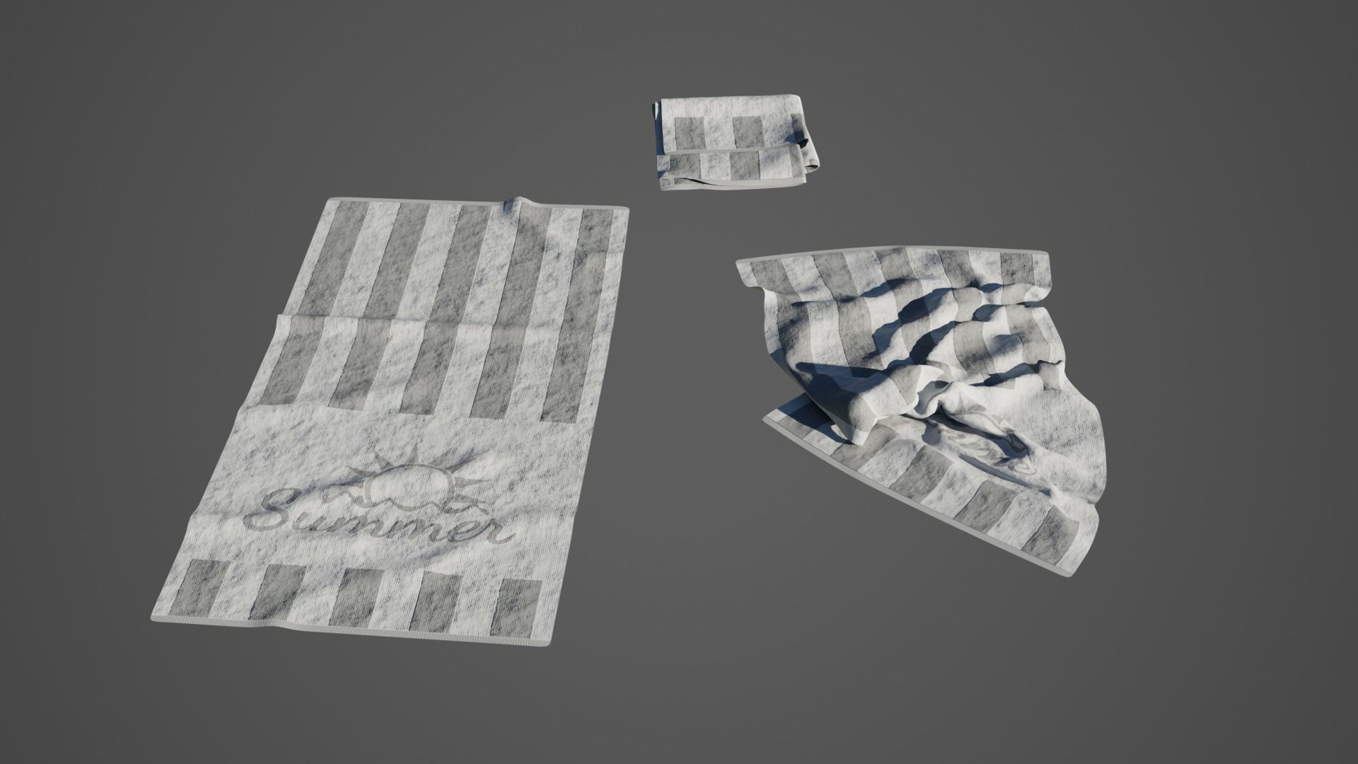 Beach Towel Pack 01 Low-poly 3D model_8