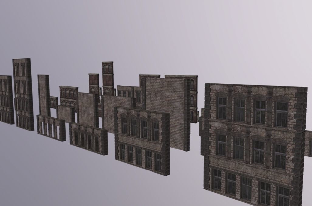 City Facade Windows Pack Low-poly 3D model_3
