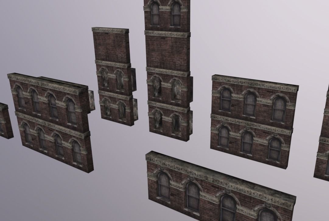 City Facade Windows Pack Low-poly 3D model_7