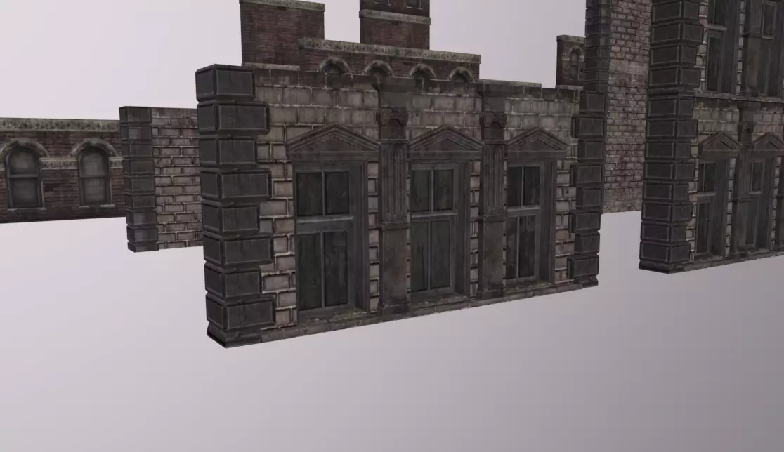 City Facade Windows Pack Low-poly 3D model_0
