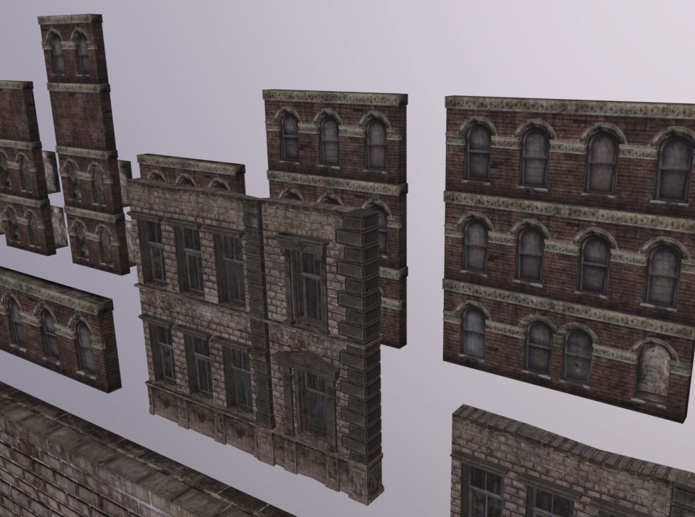 City Facade Windows Pack Low-poly 3D model_6