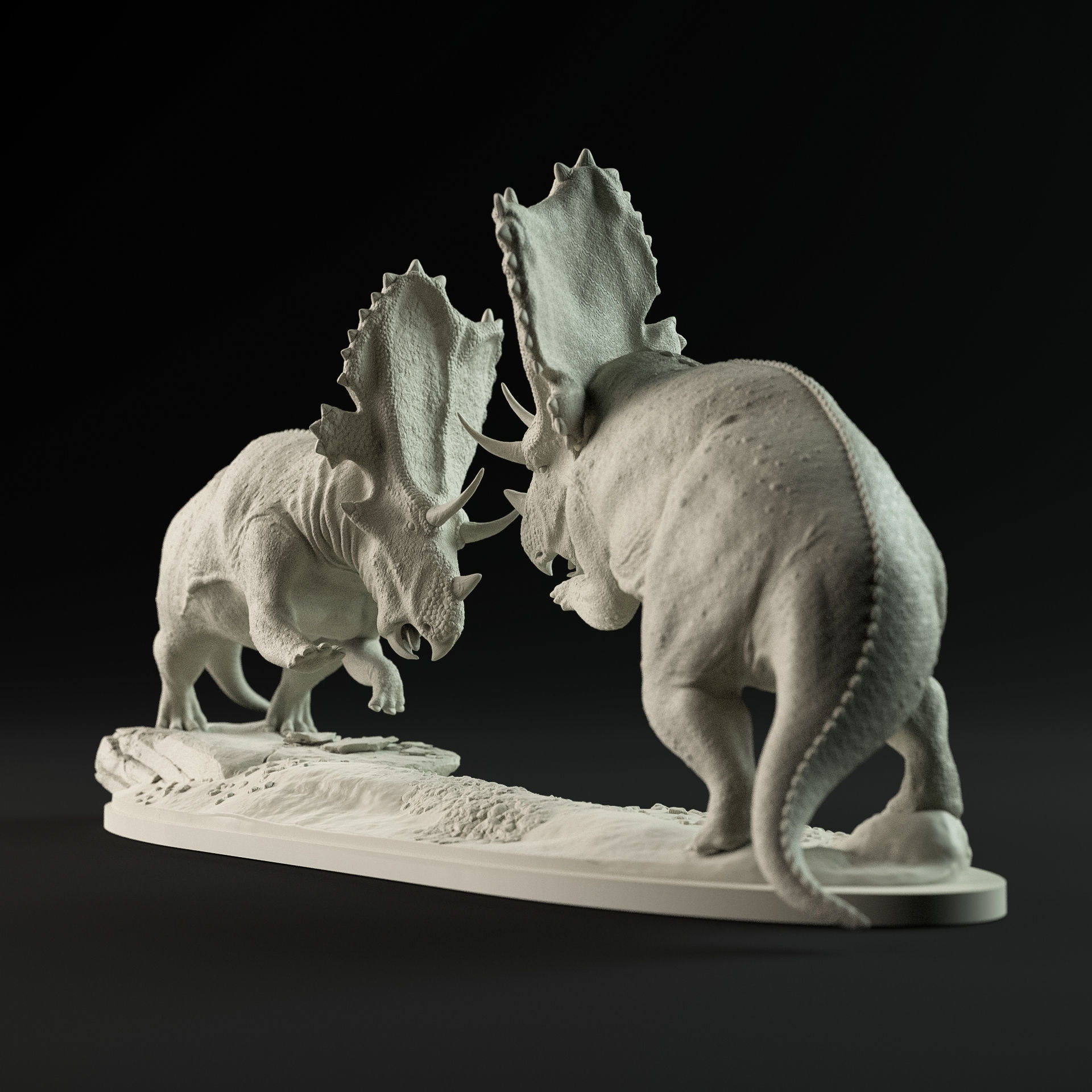 Mercuriceratops duel 1-35 scale pre-supported 3D print model_1