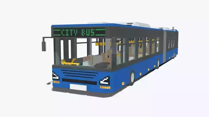 Voxel Articulated Bus Low-poly 3D model