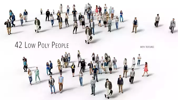 Low Poly People - 42 Pieces Low-poly 3D model