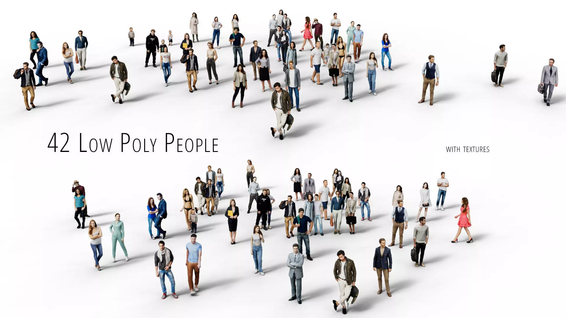 Low Poly People - 42 Pieces Low-poly 3D model_0