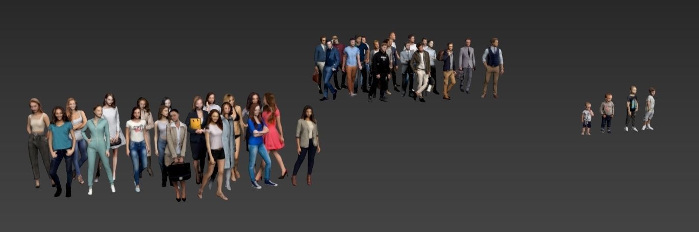 Low Poly People - 42 Pieces Low-poly 3D model_5