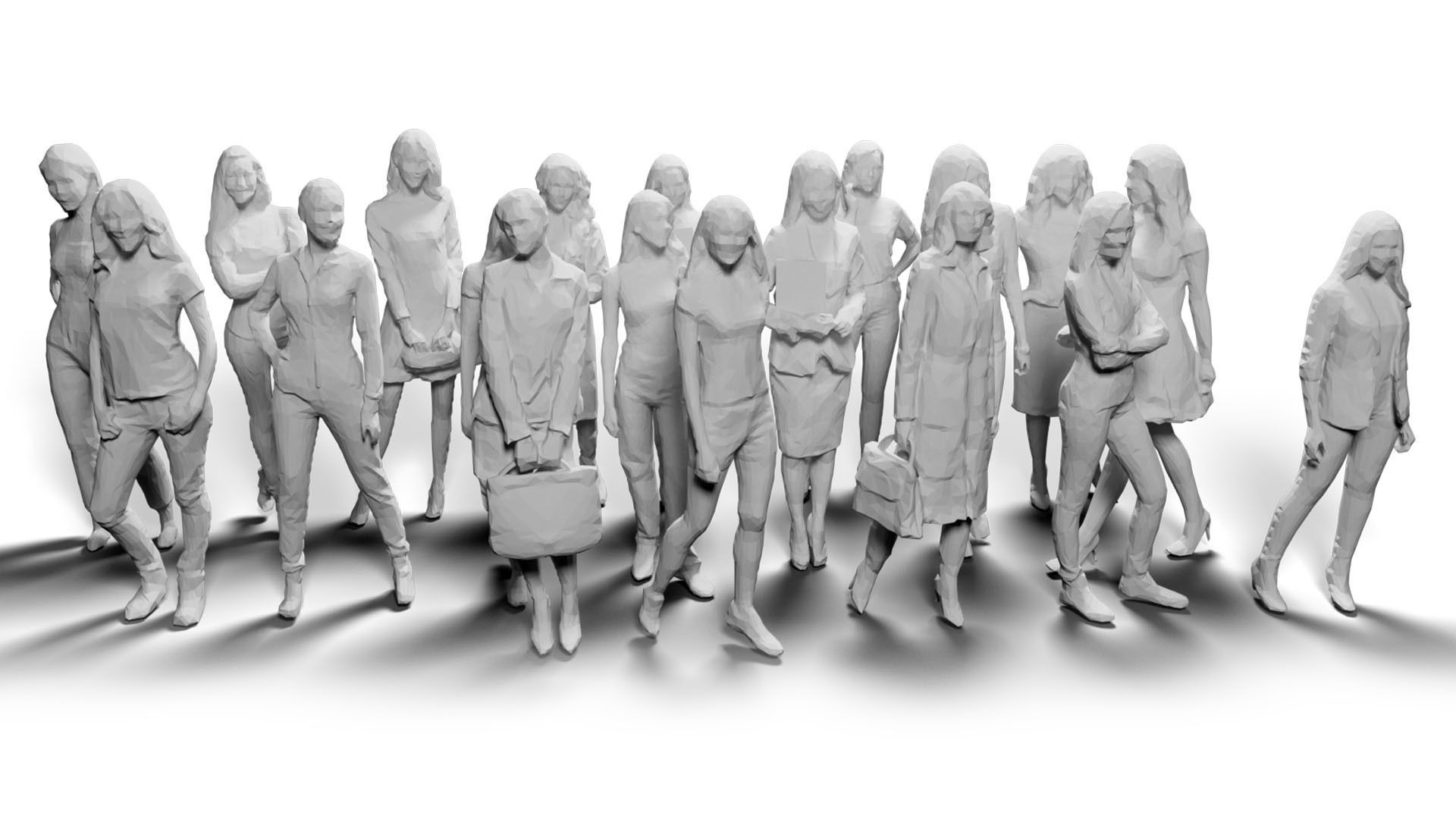 Low Poly People - 42 Pieces Low-poly 3D model_13