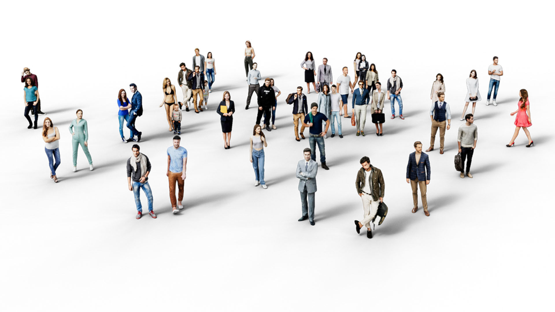 Low Poly People - 42 Pieces Low-poly 3D model_4