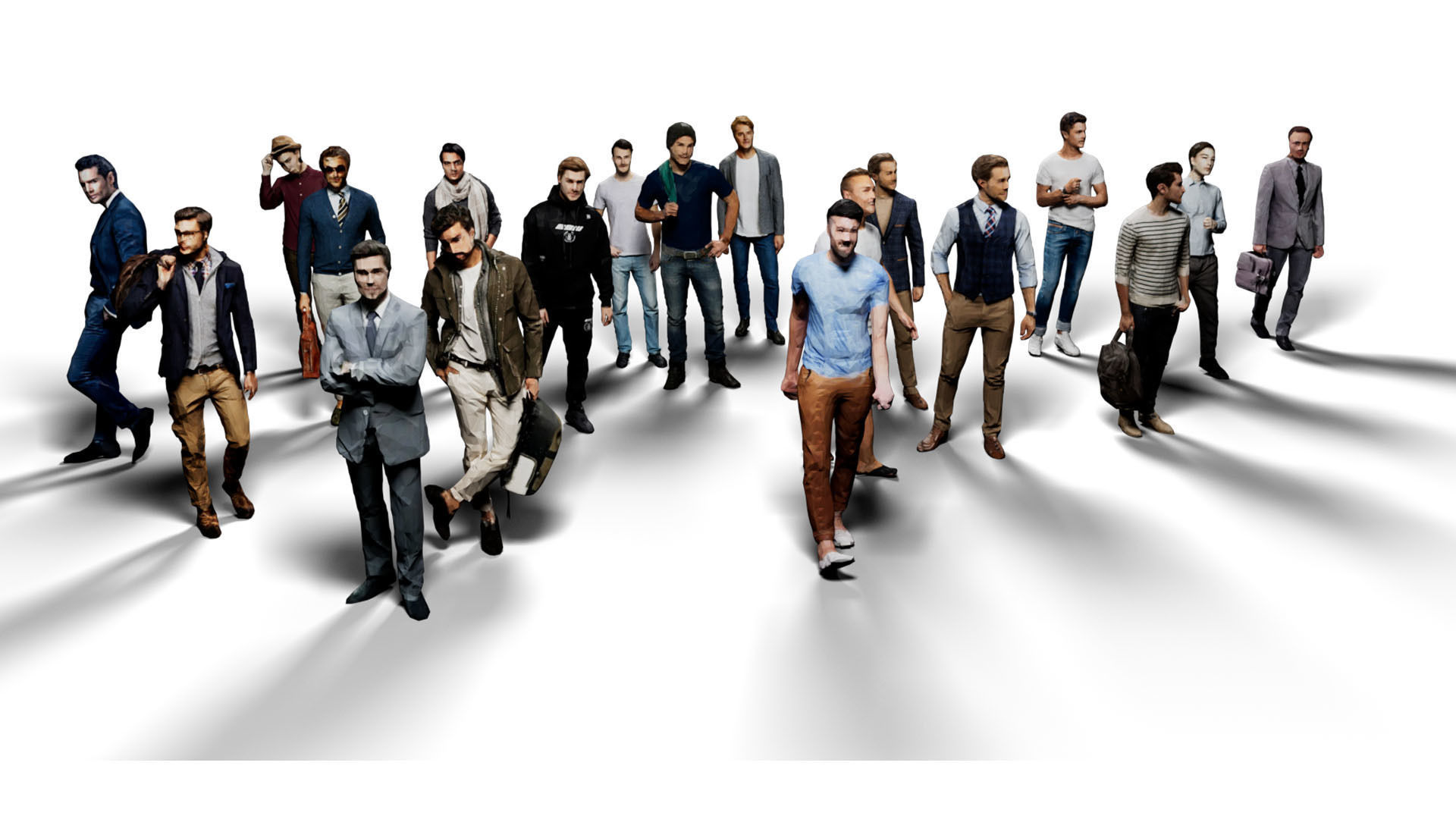 Low Poly People - 42 Pieces Low-poly 3D model_16