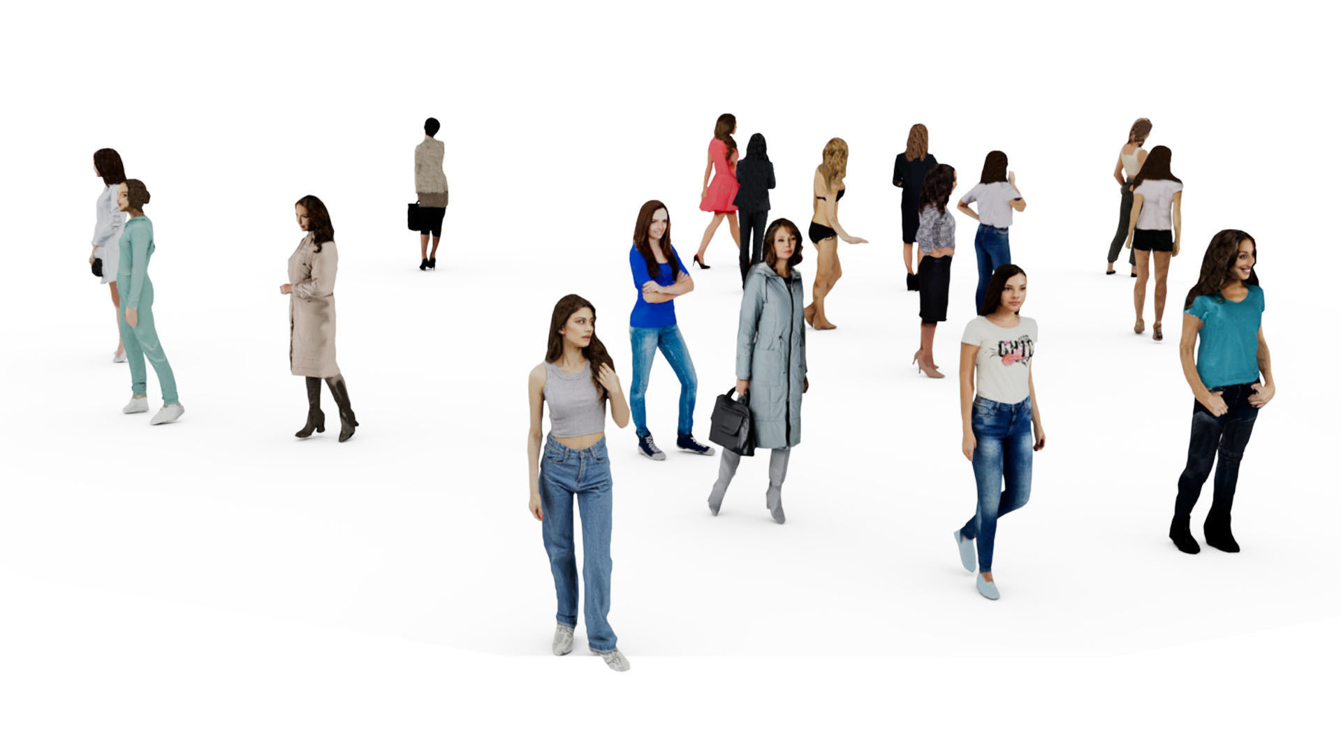 Low Poly People - 42 Pieces Low-poly 3D model_18