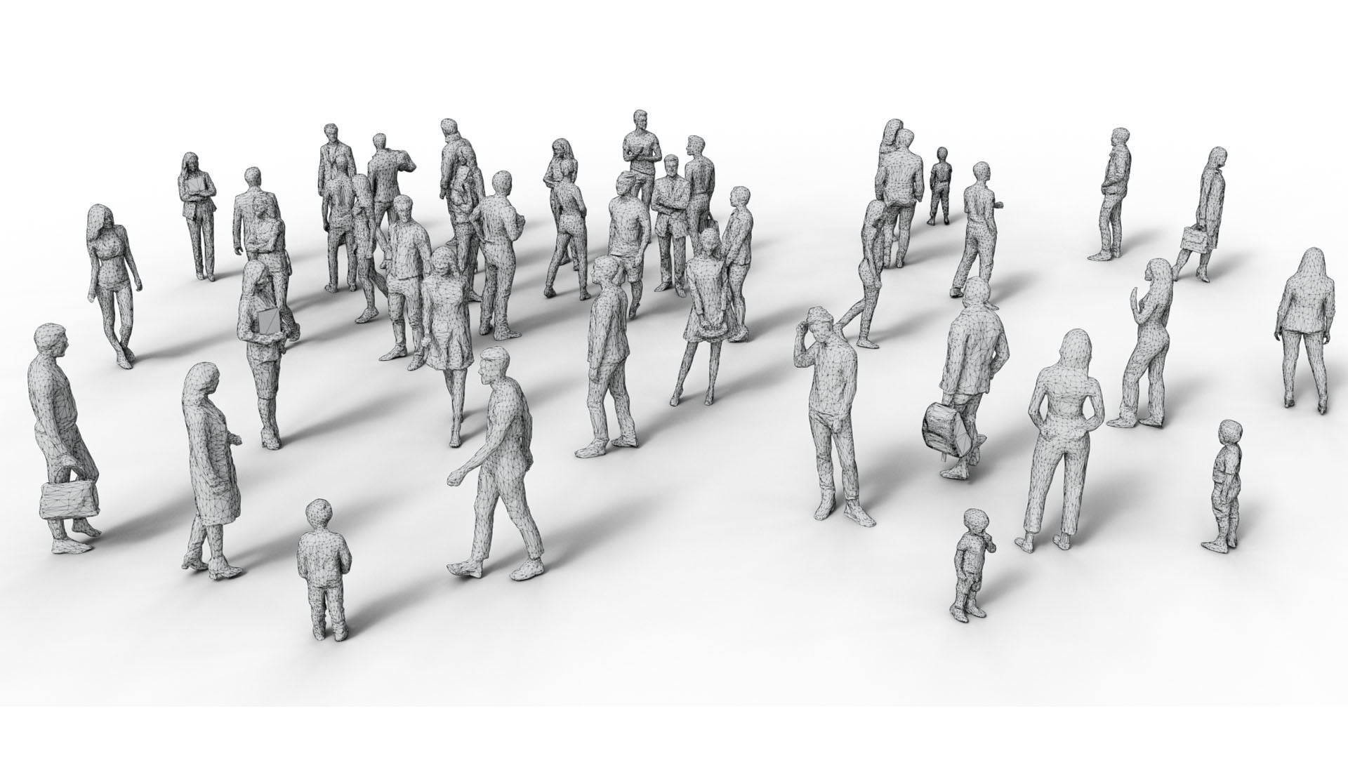 Low Poly People - 42 Pieces Low-poly 3D model_17