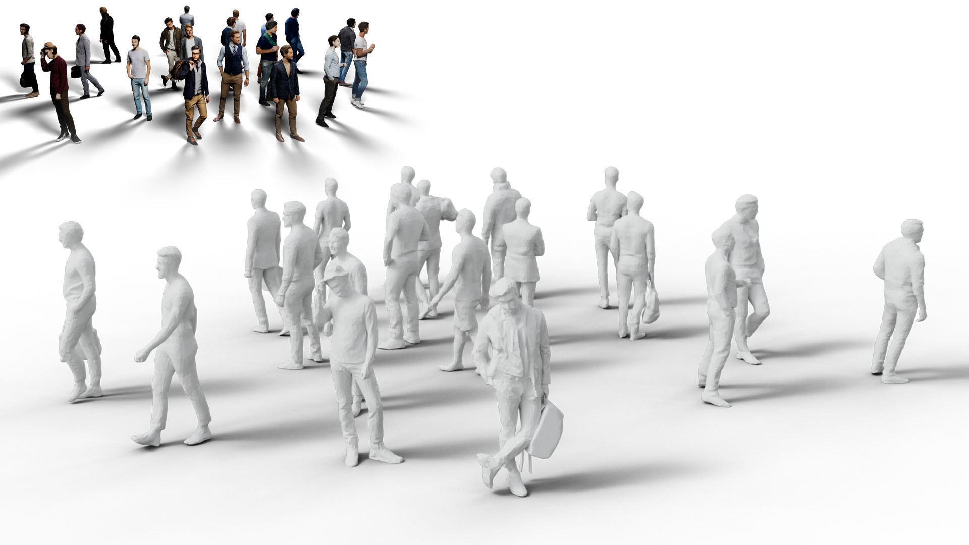 Low Poly People - 42 Pieces Low-poly 3D model_9