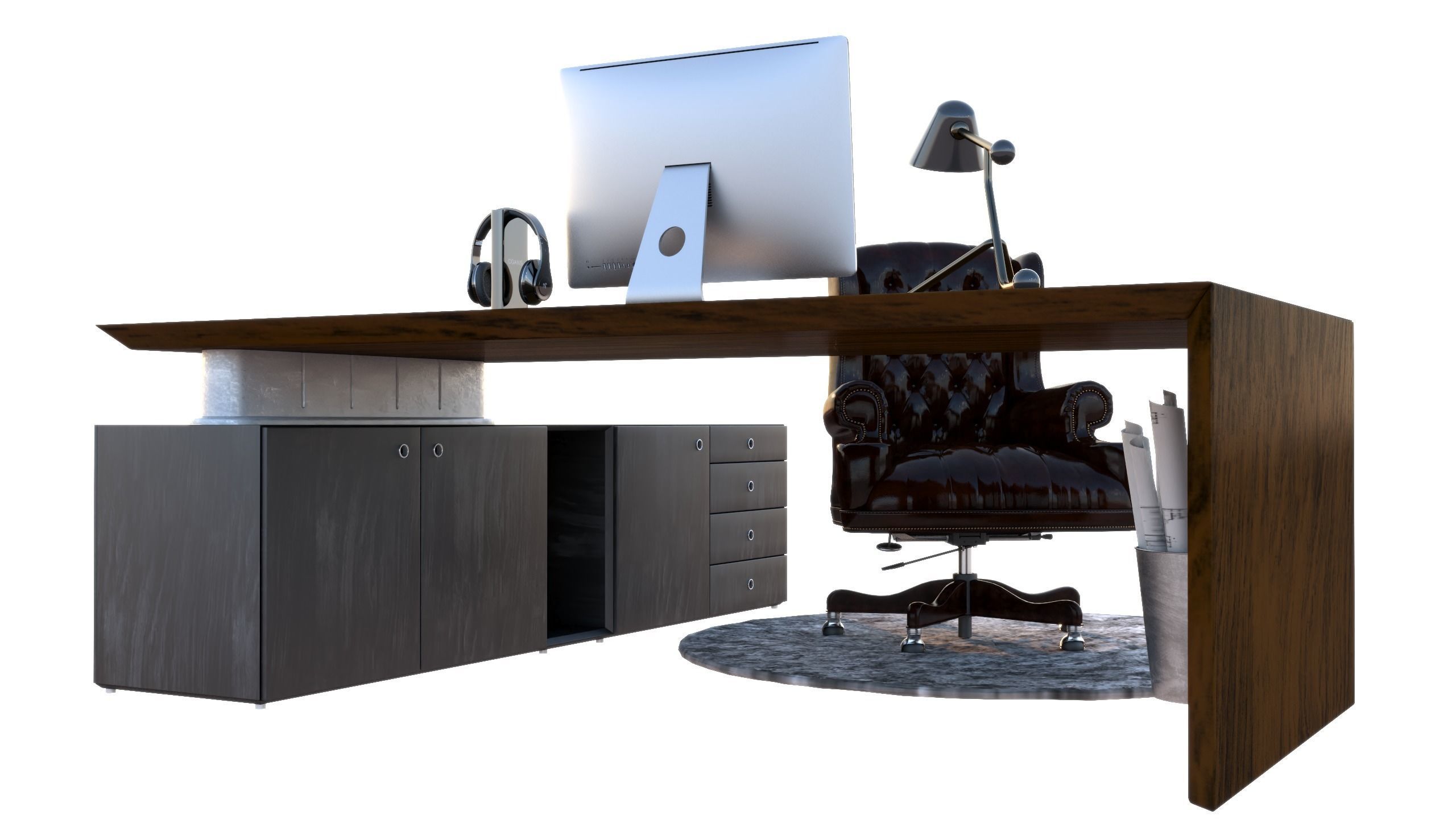 office desk 3ds max model 3D model_1