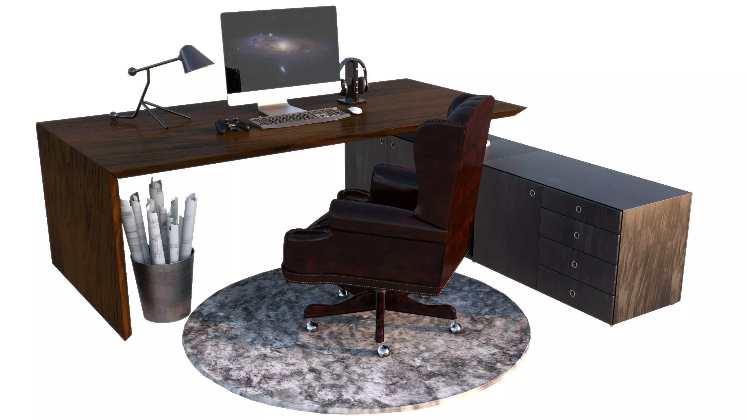 office desk 3ds max model 3D model_0