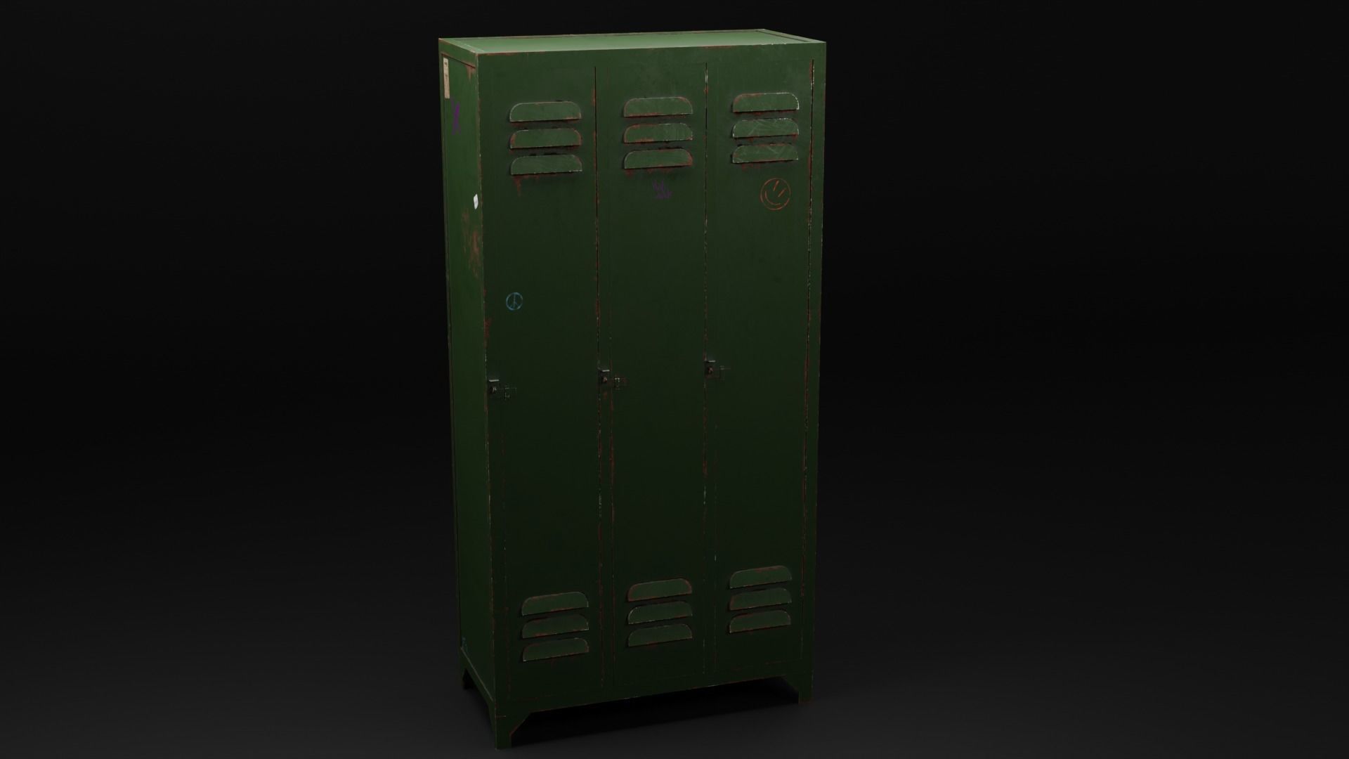 Locker Prop Gameasset Interior Low-poly 3D model_3