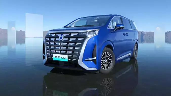 Denza D9 DM-i 2023 With interior TengShi auto Low-poly 3D model