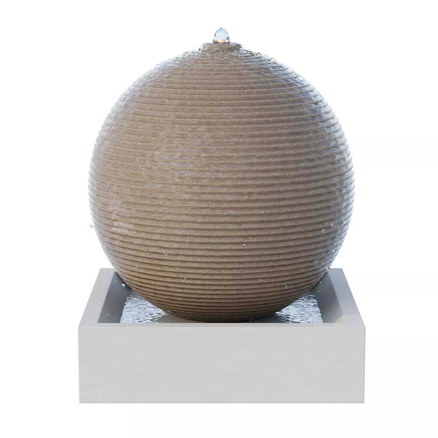Ribbed Sphere Fountain 3D model_0
