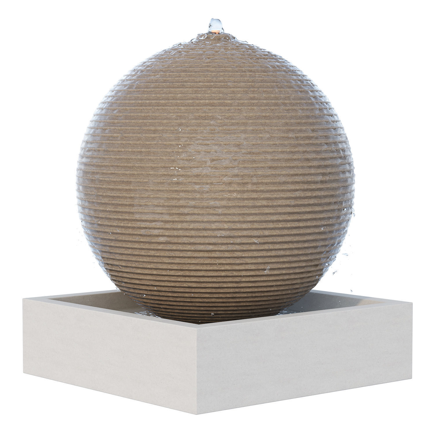 Ribbed Sphere Fountain 3D model_2