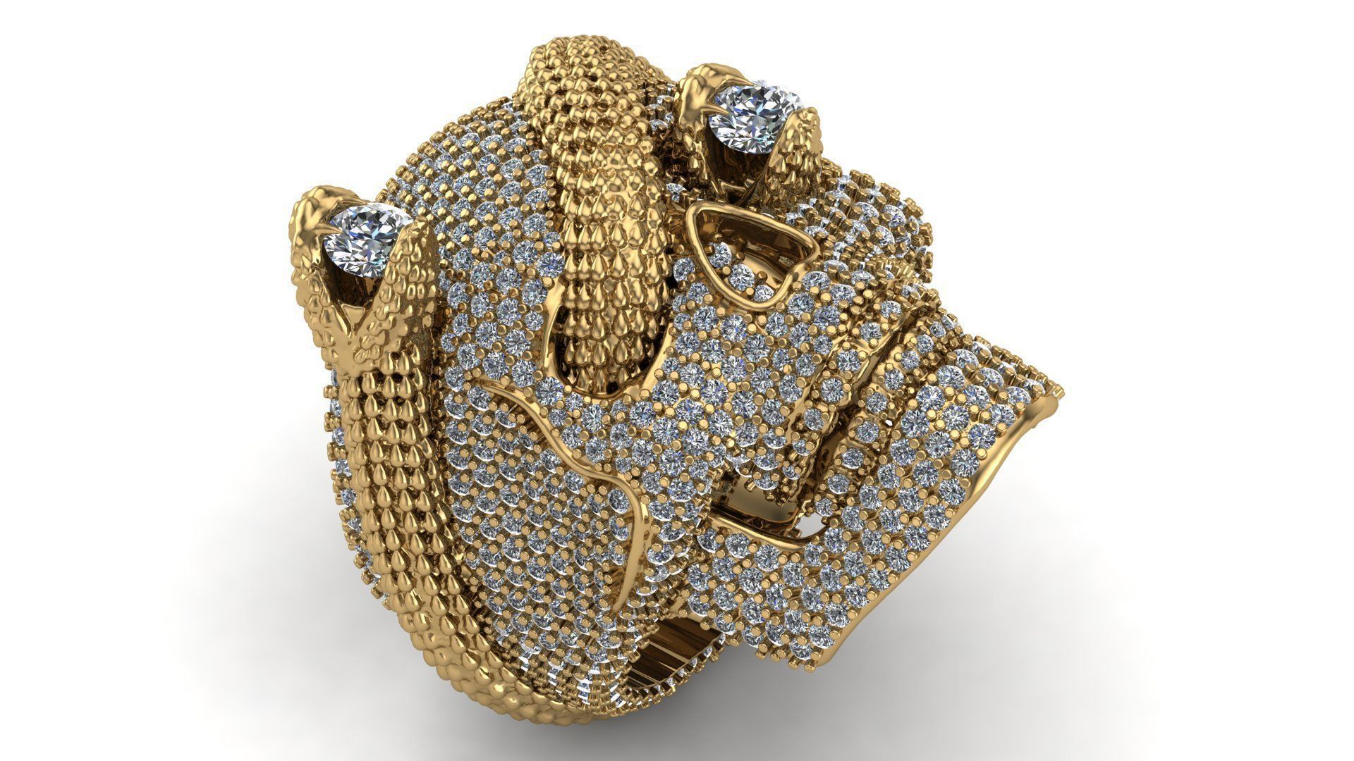 Skull with Snake Ring 3D print model_3