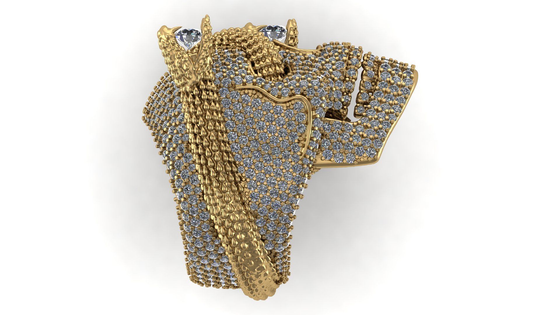 Skull with Snake Ring 3D print model_2