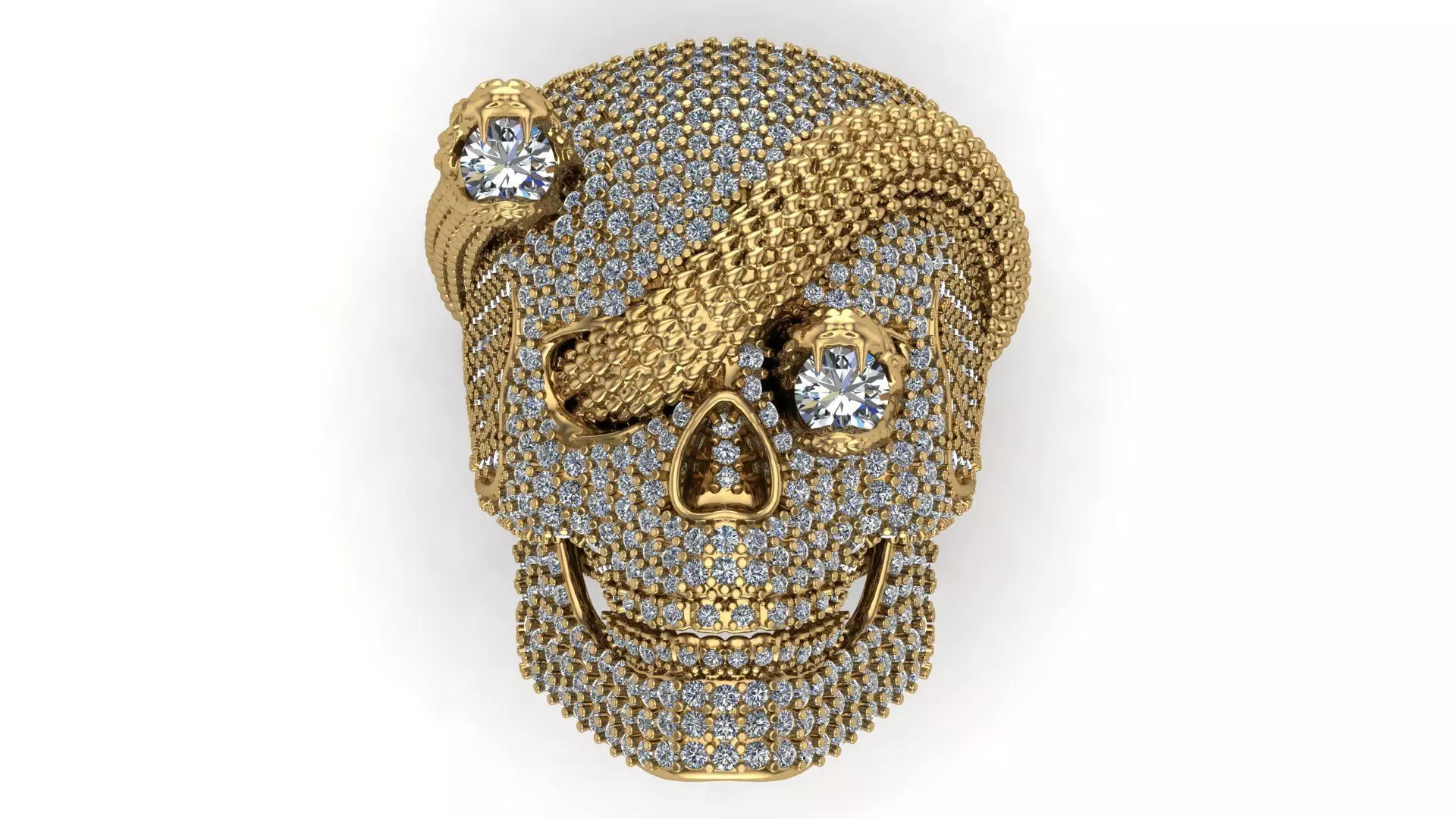 Skull with Snake Ring 3D print model_0