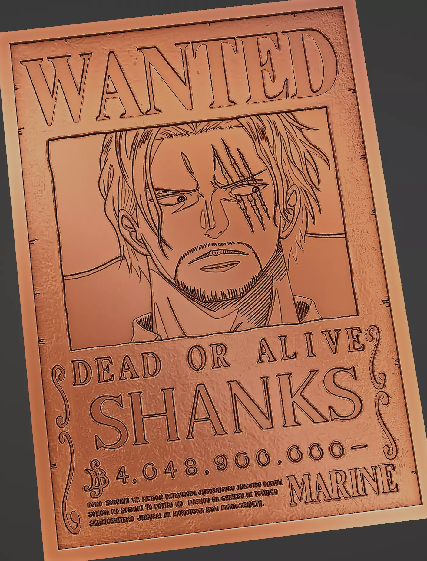 SHANKS WANTED POSTER - ONE PIECE 3D print model