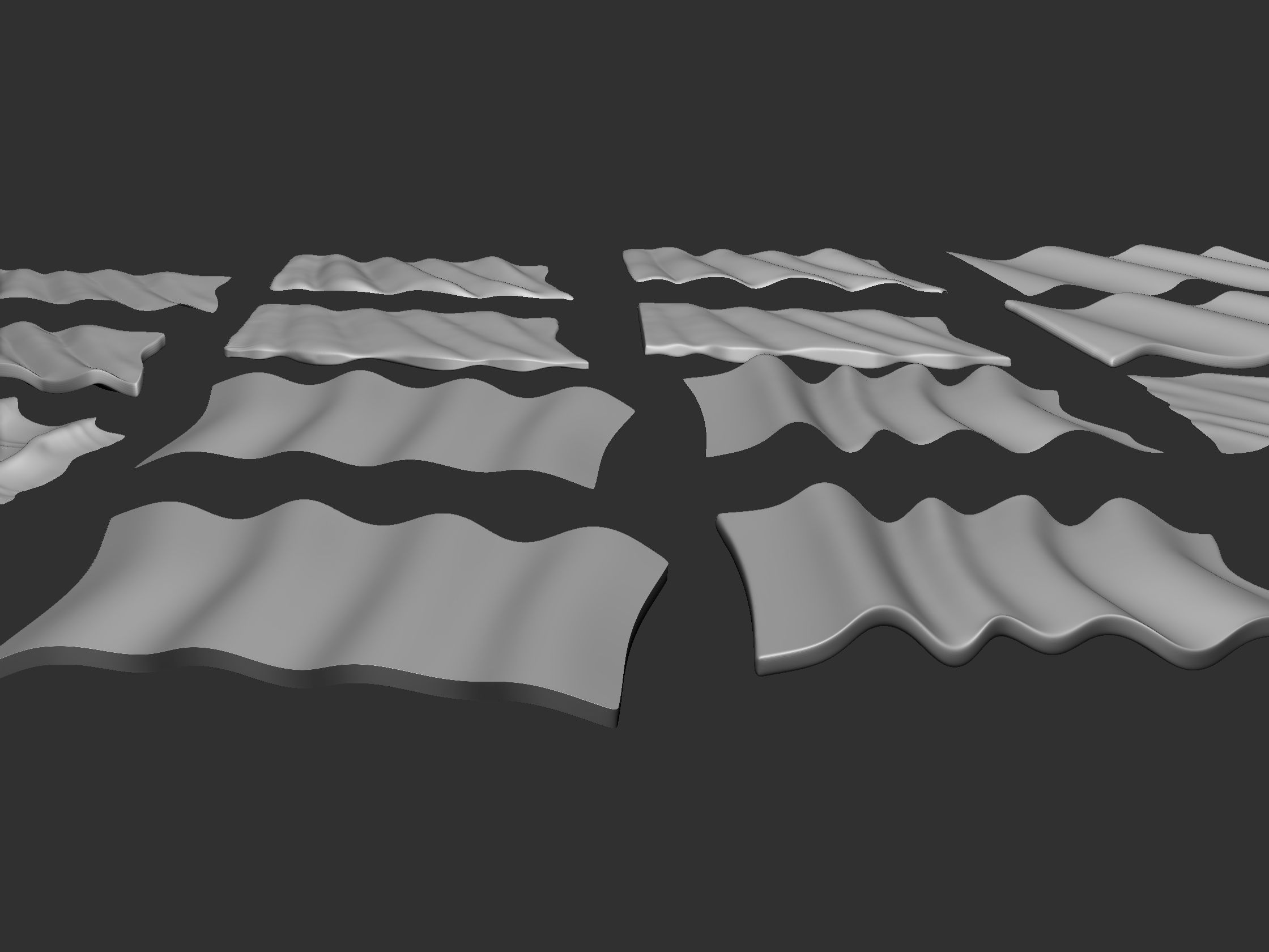 Wavy Flags Set  3D print model_4