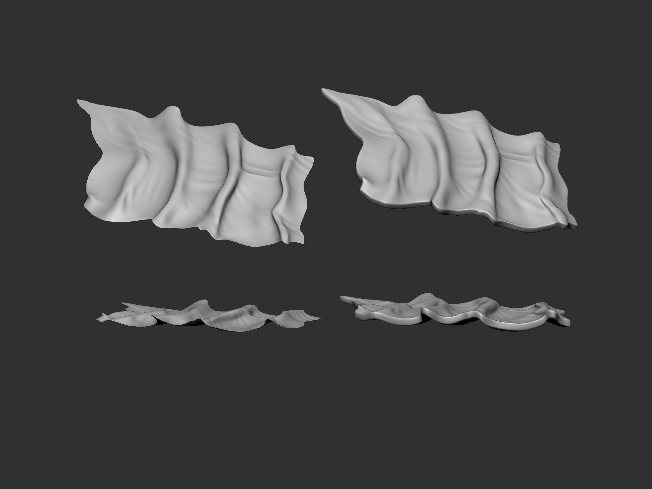 Wavy Flags Set  3D print model_6