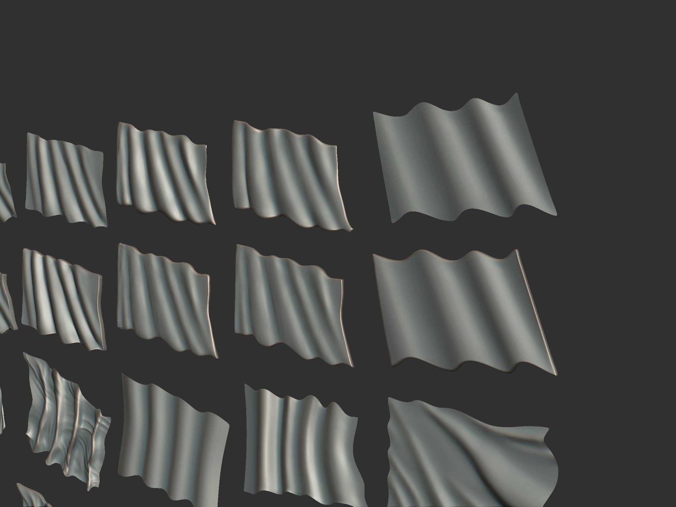 Wavy Flags Set  3D print model_10