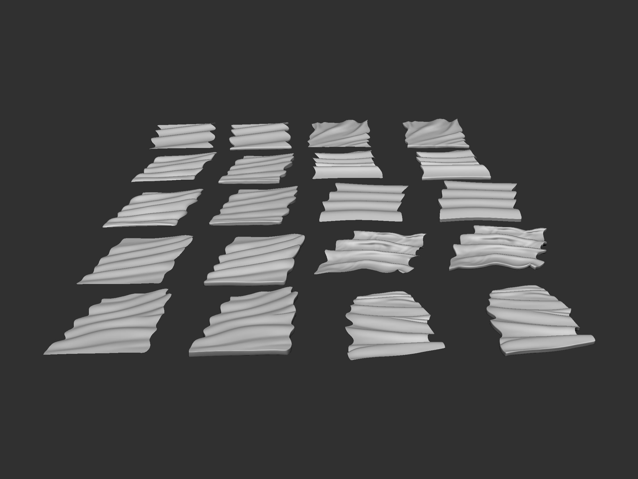 Wavy Flags Set  3D print model_13