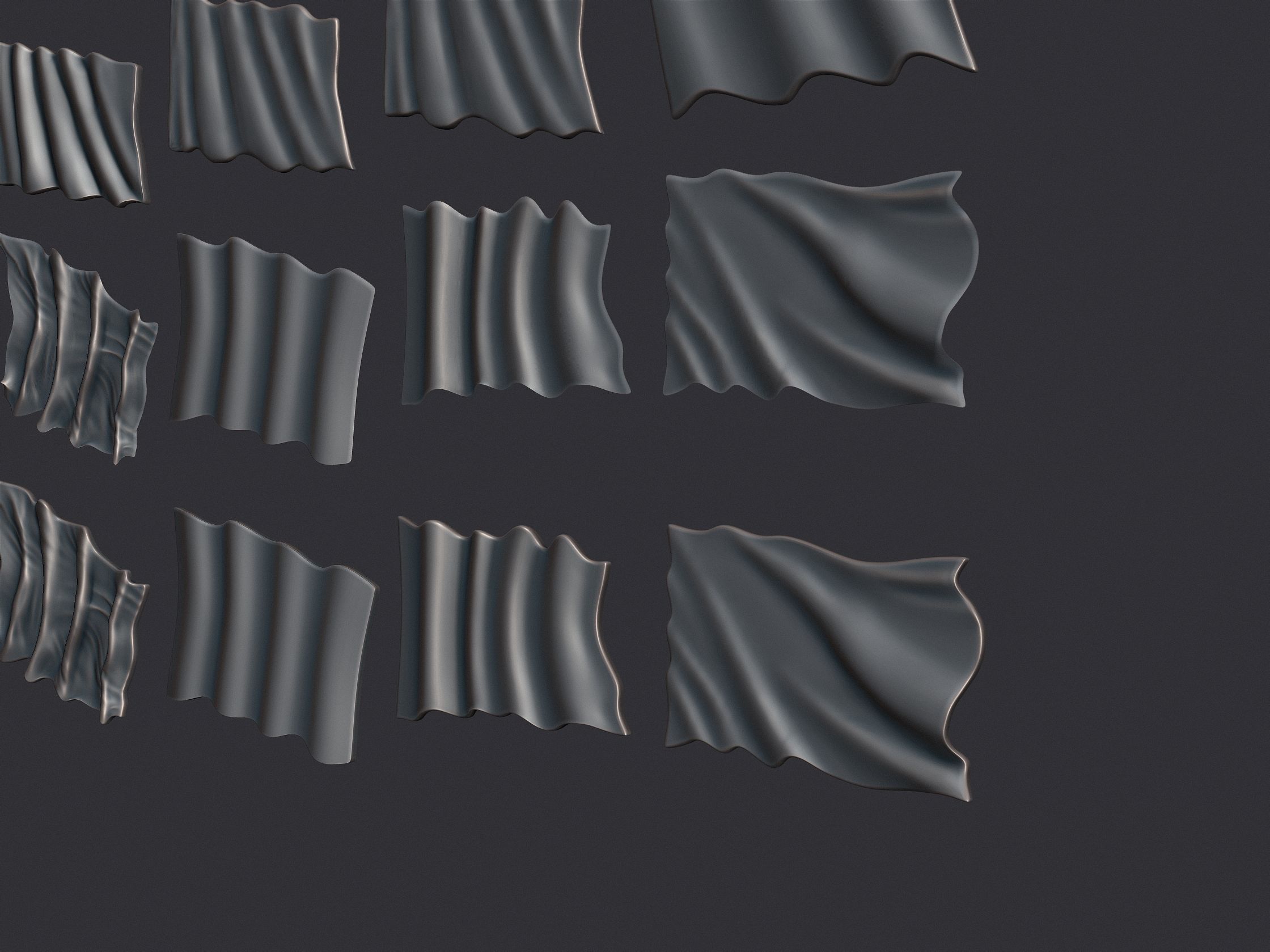 Wavy Flags Set  3D print model_9