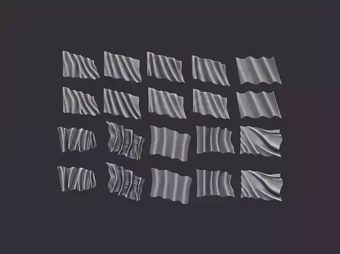 Wavy Flags Set  3D print model