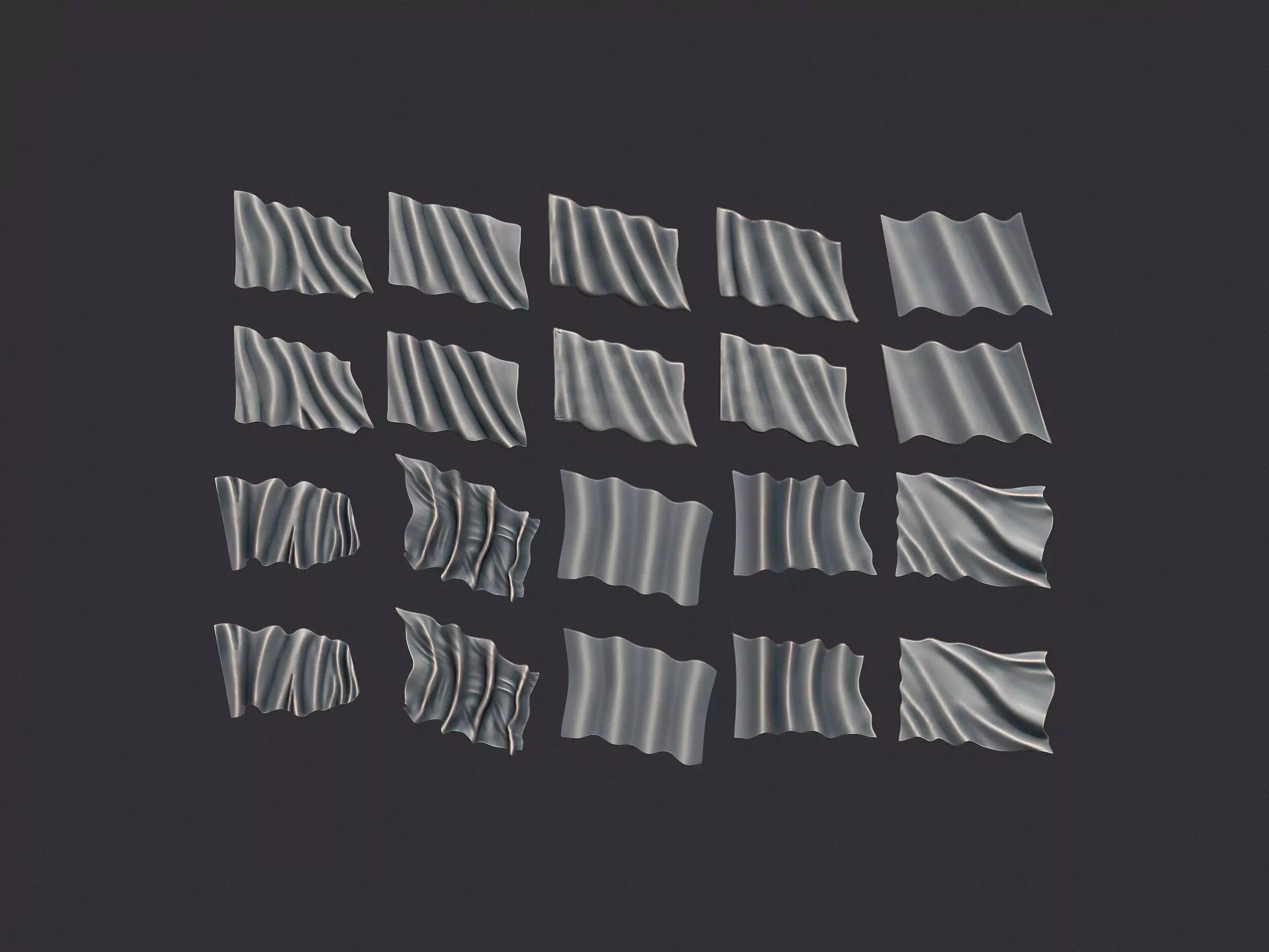 Wavy Flags Set  3D print model_0