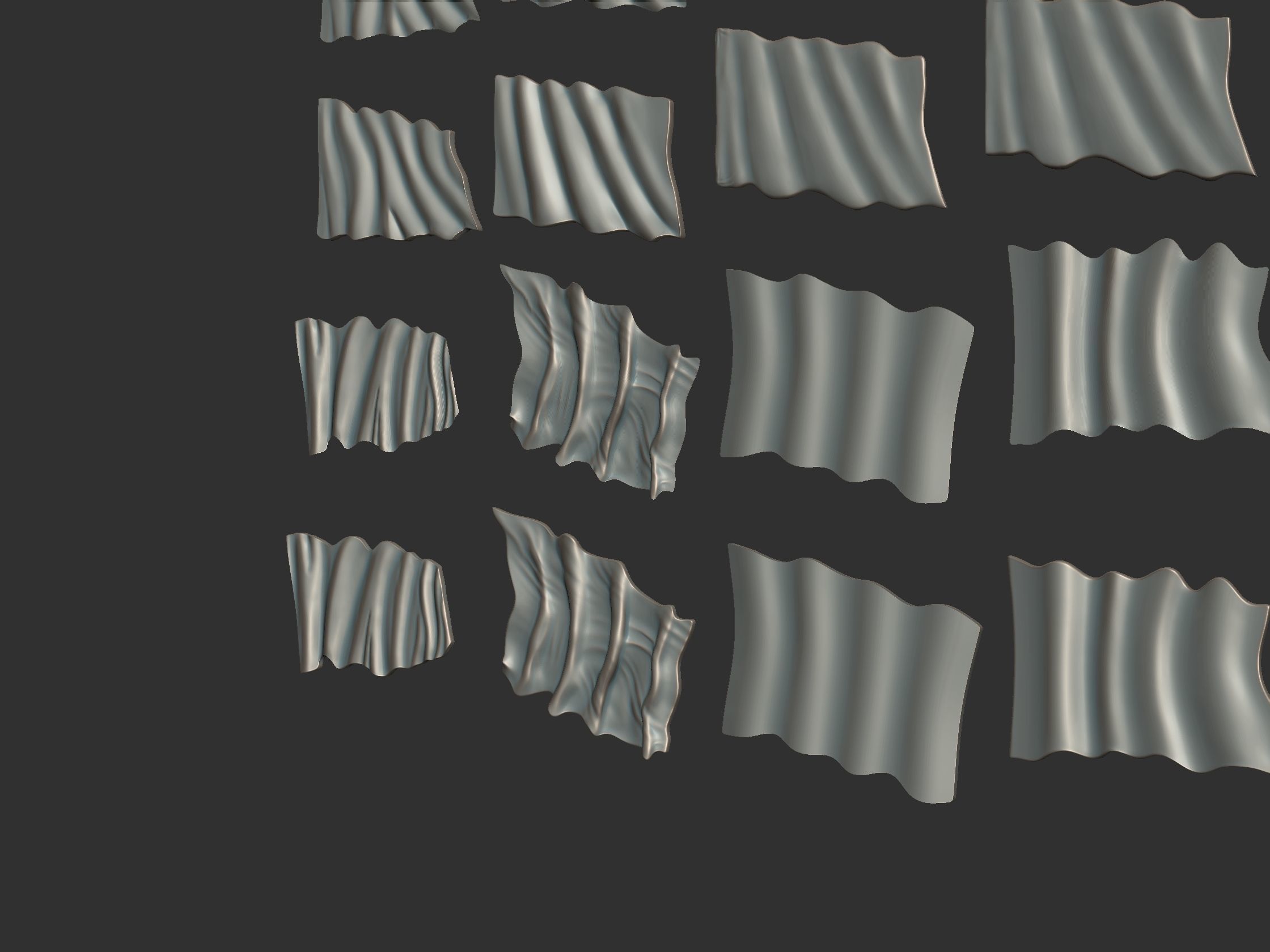 Wavy Flags Set  3D print model_12