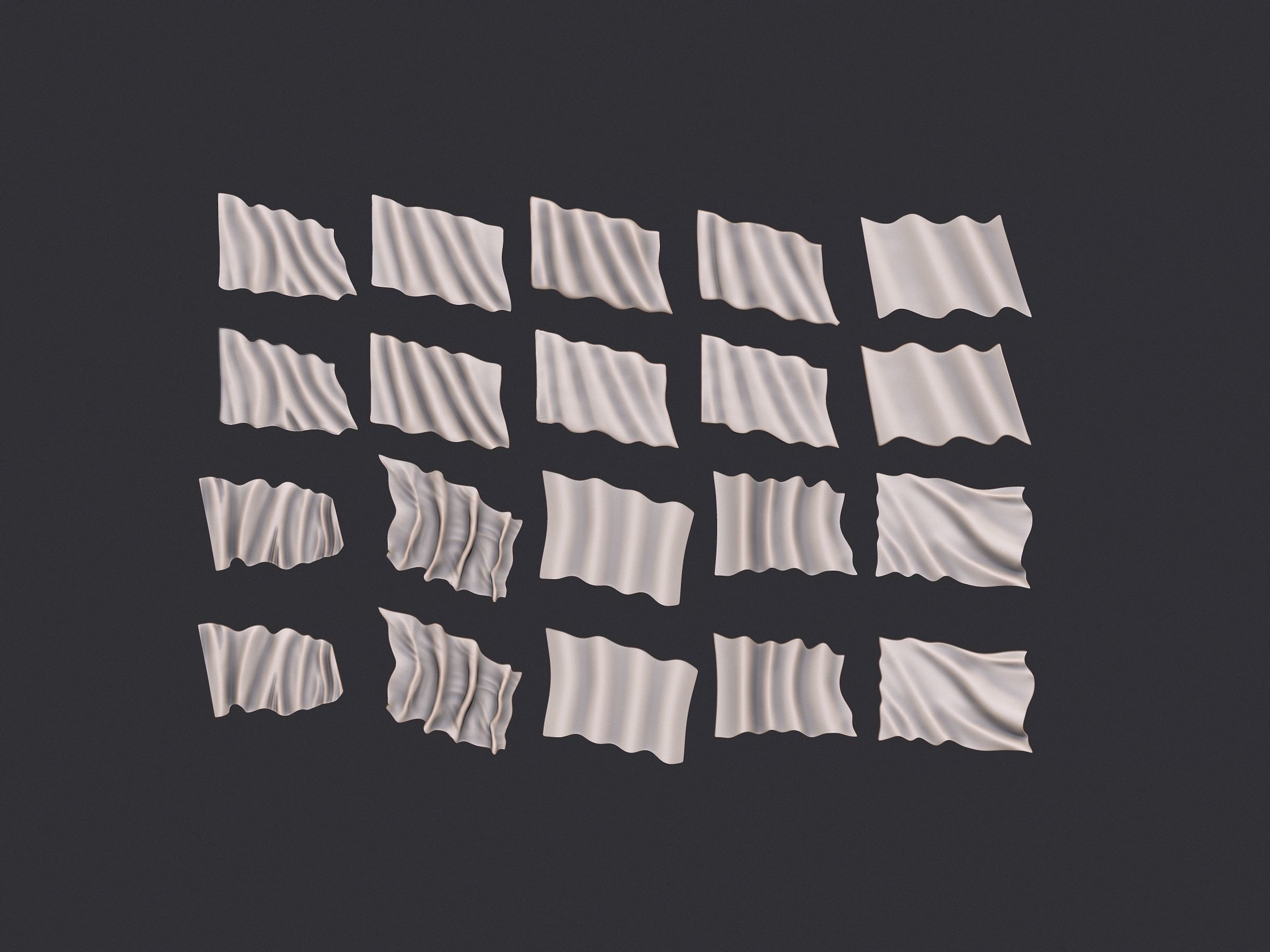 Wavy Flags Set  3D print model_15