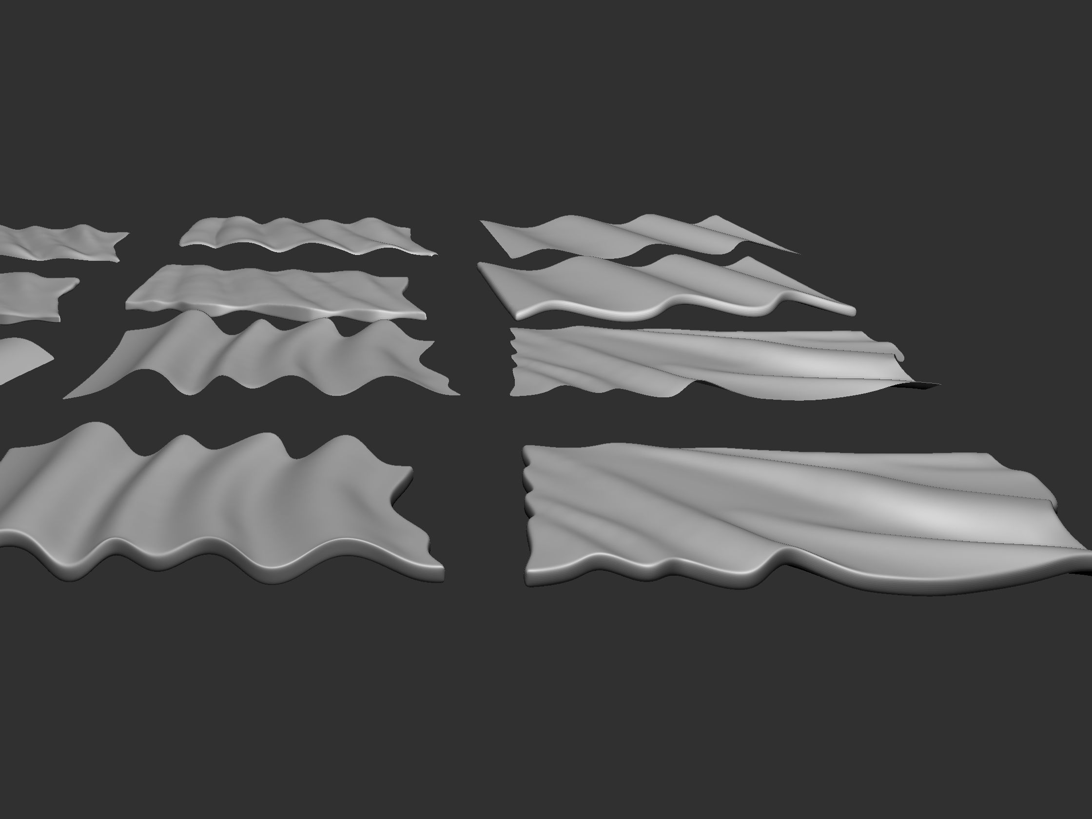 Wavy Flags Set  3D print model_5